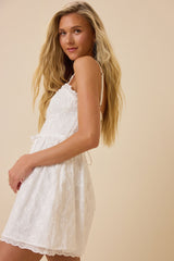 Olive Embroidered Mini Dress