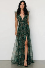 Carmine Maxi Dress | Green Floral