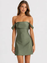 Classics Lover Off-The-Shoulder Satin A-Line Mini Dress