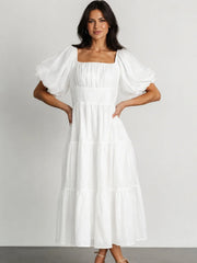 Rina Embroidered Shimmer Dress | Off White